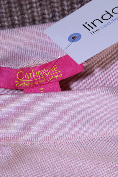 Catherine Malandrino Womens Off Shoulder Satin Bell Sleeve Sweater Pink Sz Small