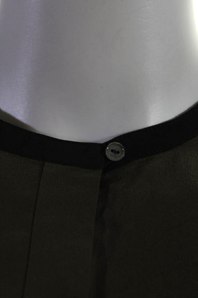 Vince Womens Color Block Long Sleeve Button Up Top Blouse Brown Black Size 6