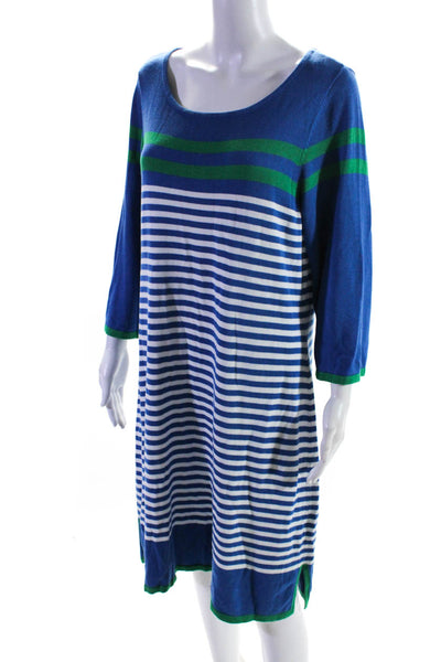 Design History Womens Long Sleeve Striped Sweater Dress Blue Green Size XL