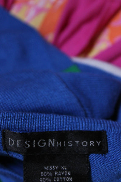 Design History Womens Long Sleeve Striped Sweater Dress Blue Green Size XL