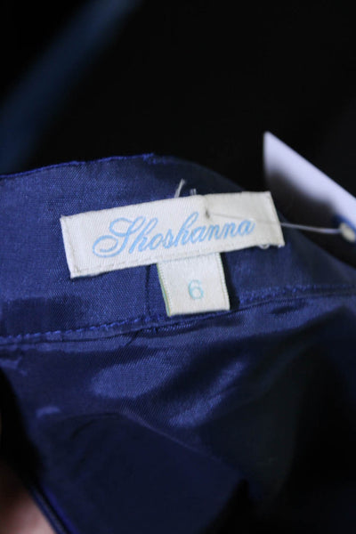 Shoshanna Womens Rhinestone Satin Sleeveless A Line Dress Blue Size 6