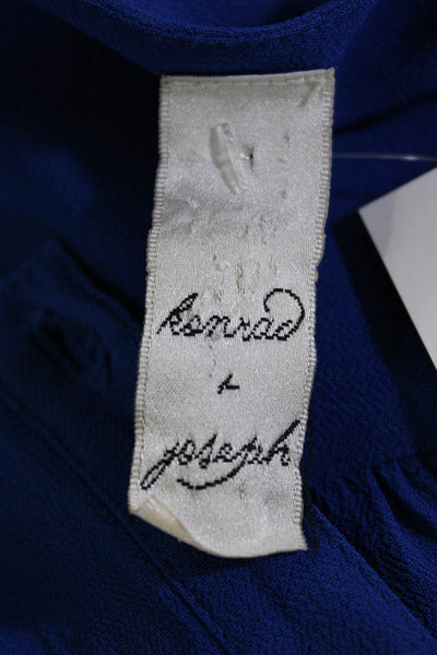 Konrad + Joseph Womens Puff Sleeve Button Up Tie Waist Shirt Dress Blue Size 2
