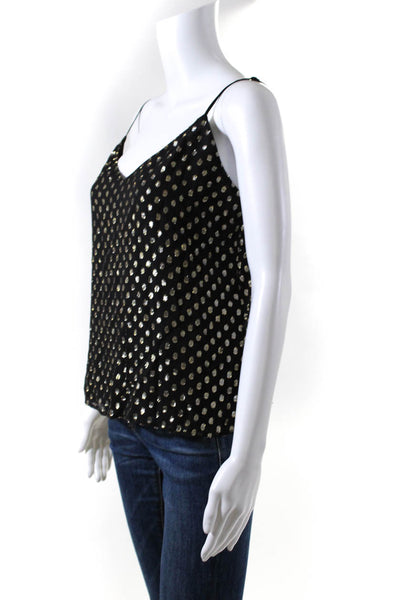 L'Agence Womens Black Silk Gold Polka Dot Sleeveless Blouse Top Size S/P