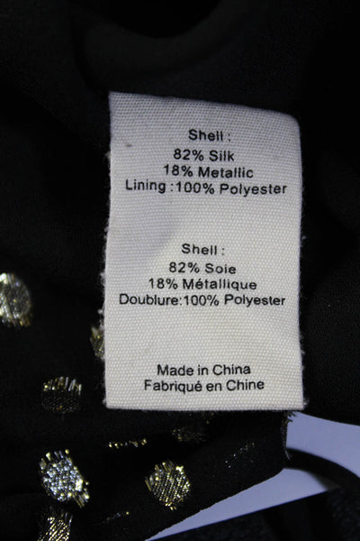 L'Agence Womens Black Silk Gold Polka Dot Sleeveless Blouse Top Size S/P