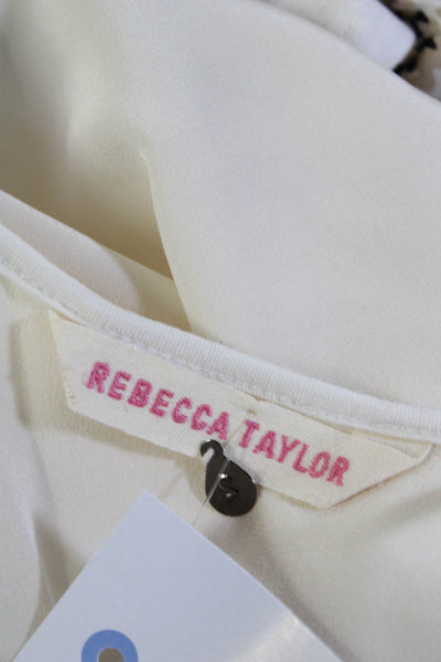 Rebecca Taylor Womens Silk Crepe Knit 3/4 Sleeve Blouse Top White Size 2