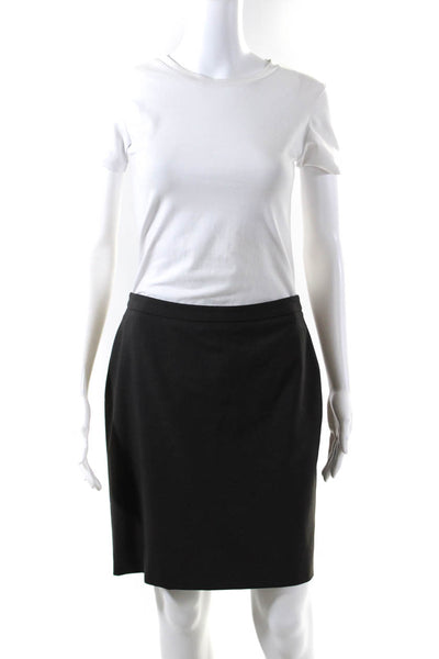 Giorgio Armani Womens Wool Mid Rise Pencil Short Skirt Charcoal Gray Size 38