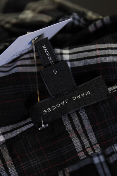 Marc Jacobs Womens Black Cotton Plaid Sleeveless Button Down Blouse Top Size 0