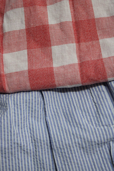 J Crew Womens Coton Check Print Top High Waist Stripe Shorts Red Size 0 2 Lot 2