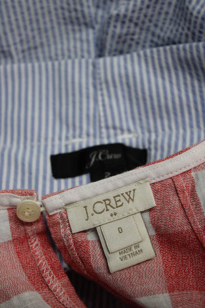 J Crew Womens Coton Check Print Top High Waist Stripe Shorts Red Size 0 2 Lot 2