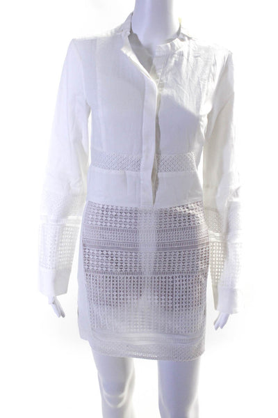 BCBG Max Azria Runway Womens Button Kellie Dress White Size Extra Extra Small