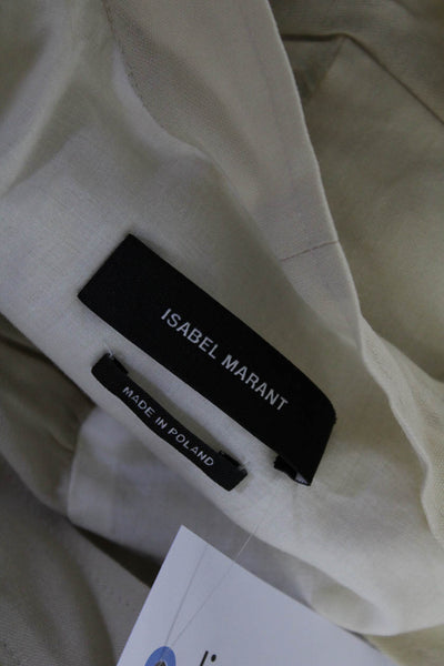 Isabel Marant Women's Collar V Neck Button Down Blouse Beige Size FR.34