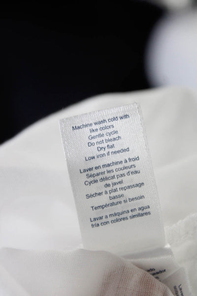 Oscar de la Renta Womens 3/4 Sleeve V Neck Tunic Shirt White Cotton Size Small