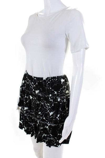 Nicole Miller Collection Womens Floral Elastic Tiered Skirt Black Size Small