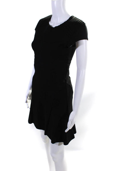 Maje Womens Black Cap Sleeve Zip Back Crew Neck Shift Dress Size 1