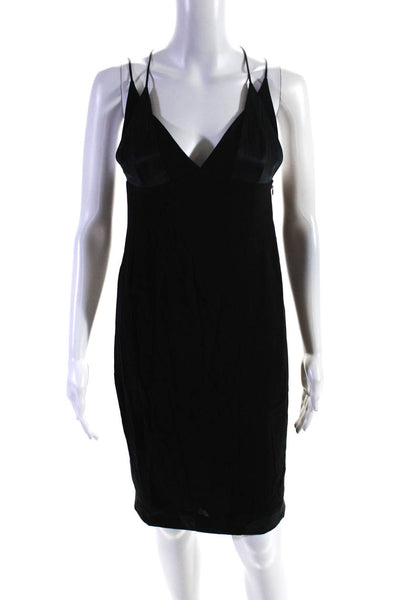 Nicole Miller Collection Womens Solid Sleeveless Strappy Midi Dress Black Size 2