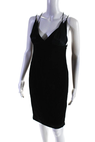 Nicole Miller Collection Womens Solid Sleeveless Strappy Midi Dress Black Size 2