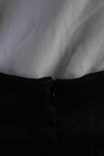 Badgley Mischka Womens Solid Metallic Slit Panel A-Line Midi Skirt Black Size 2