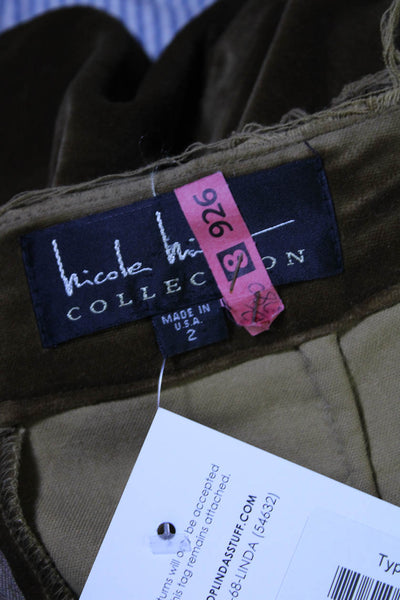 Nicole Miller Collection Womens Cotton Frayed Velvet Midi Skirt Brown Size 2