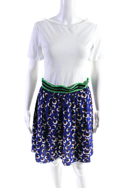 Stella McCartney Womens Silk Abstract Print A Line Skirt Blue Size EUR 36