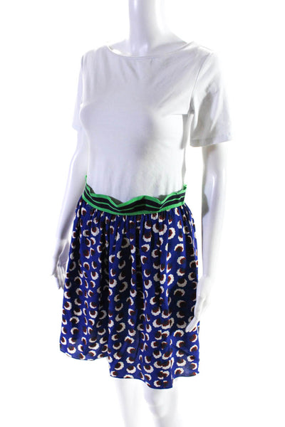 Stella McCartney Womens Silk Abstract Print A Line Skirt Blue Size EUR 36