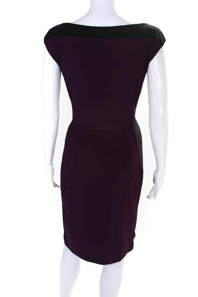 Lauren Ralph Lauren Womens Jersey Color Block Ruched Sheath Dress Purple Size 8