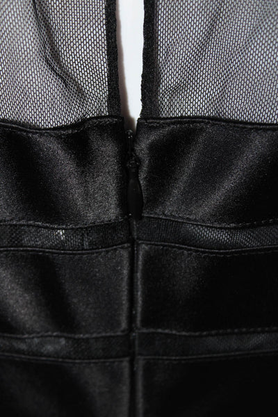 Chetta B Womens Back Zip Long Sleeve Mesh Trim Tiered Dress Black Size 4
