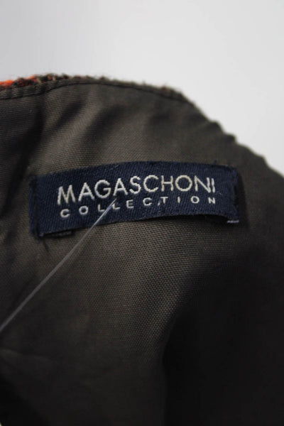 Magaschoni Womens Back Zip Sleeveless Knee Length Sheath Dress Brown Wool Size 6