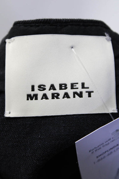 Isabel Marant Womens Costas Spaghetti Strap Slit Denim Sheath Dress Black FR 42