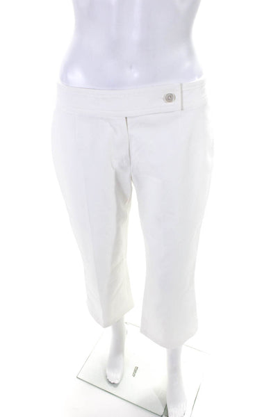 Escada Women's Mid Rise Pleated Front Capri Jeans White Size 40