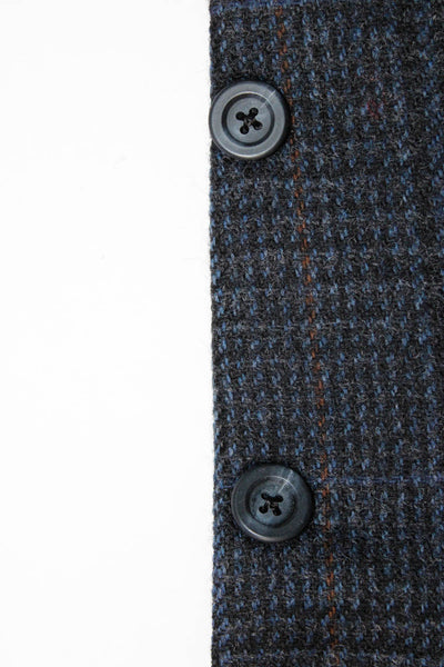 H. Freeman & Son Mens Blue Wool Plaid Two Button Long Sleeve Blazer Size 40