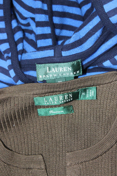 Lauren Ralph Lauren Womens Silk Ribbed Stripe Top Jacket Green Size XL Lot 2