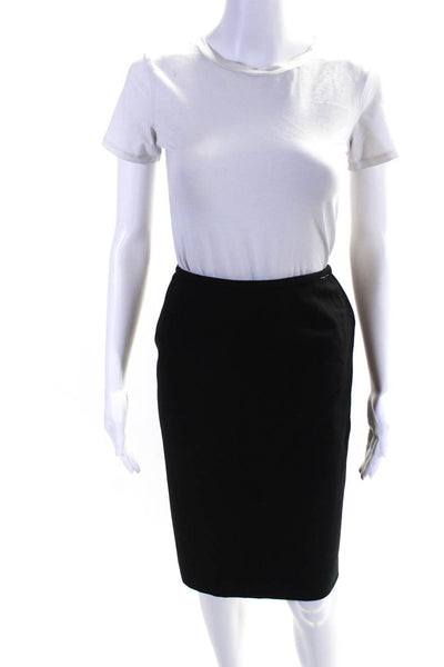 Armani Collezioni Womens Black Wool Zip Back Lined Pencil Skirt Size 6