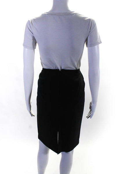 Armani Collezioni Womens Black Wool Zip Back Lined Pencil Skirt Size 6