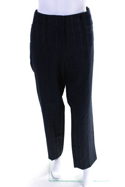 Escada Sport Womens Blue Cotton Striped High Rise Straight Dress Pants Size 40