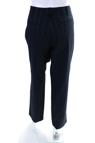 Escada Sport Womens Blue Cotton Striped High Rise Straight Dress Pants Size 40