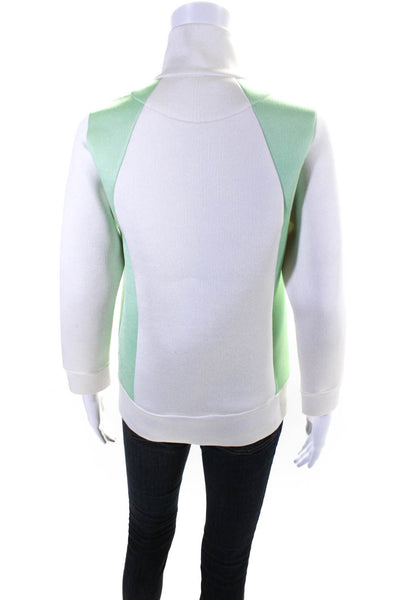 Marc Jacobs Womens Colorblock Print Long Sleeve Zip Jacket White Green Size XS