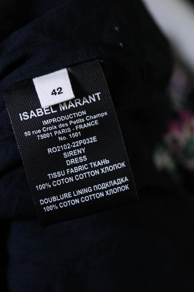 Etoile Isabel Marant Womens Sireny V Neck Floral Sheath Dress Navy Purple FR42
