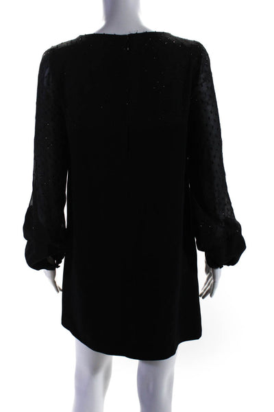 Designer Womens Metallic Fil Coupe Long Sleeve Sheath Dress Black Size 6