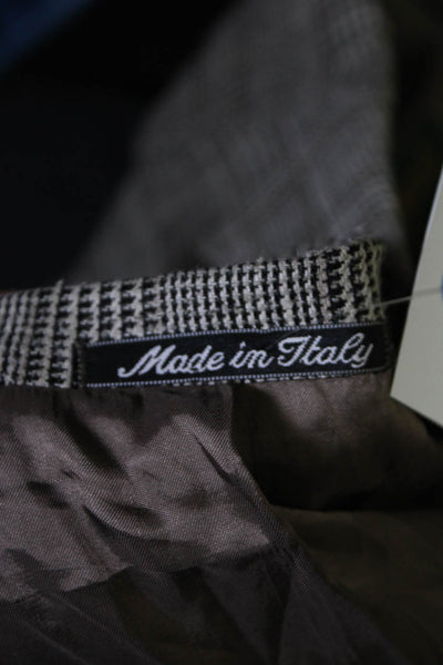Valentino Mens Silk Glen Plaid Notched Collar 2 Button Blazer Black Size 42R