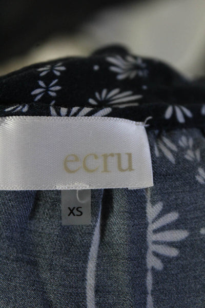 Ecru Women's Floral Tassel V-Neck Tank Top Blue XS