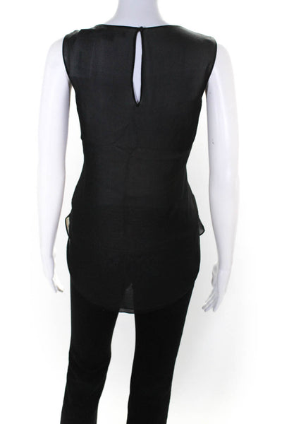 Vince Women's Sheer Silk Sleeveless Tank Top Blouse Black Size XS