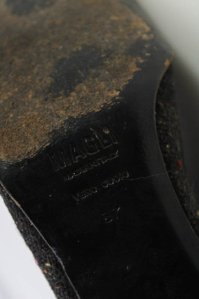 Maglia Womens Patent Leather Cap Toe Tweed Slim Heel Booties Pumps Black Sz 37 7