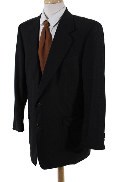 Hickey Freeman Mens Wool Button Collar Long Sleeve Darted Blazer Gray Size EUR44