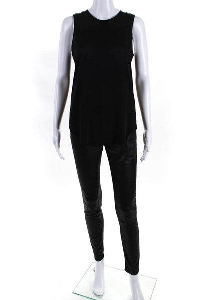 Theory DL1961 Womens Silk Tank Top Faux Leather Pants Black Size S 27 Lot 2