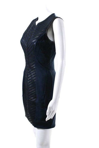 Mark & James by Badgley Mischka Womens Patchwork Striped Midi Dress Navy Size XS