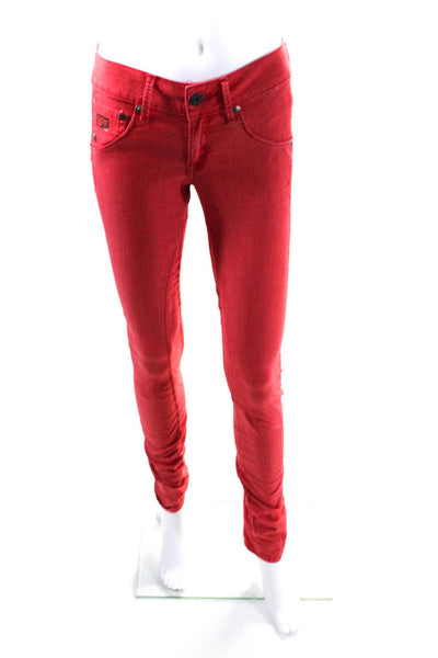 G Star Raw Womens Cotton 5-Pocket Button Colored Skinny Leg Pants Red Size EUR27