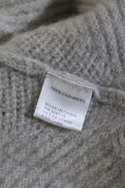 Central Park West Womens Cashmere Striped Asymmetrical Hem Sweater Gray Size M