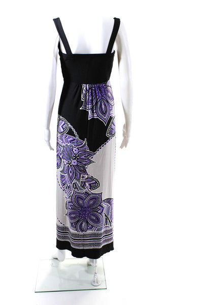 St. Tropez West Womens Knit Top Abstract Midi Dress Gray Black Purple Size 6