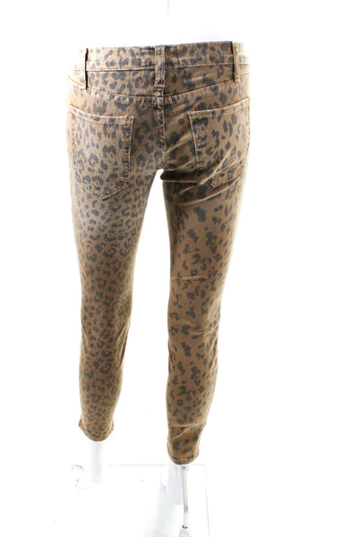 Current/Elliott Womens Cotton Leopard Print Skinny Leg Jeans Brown Black Size 24
