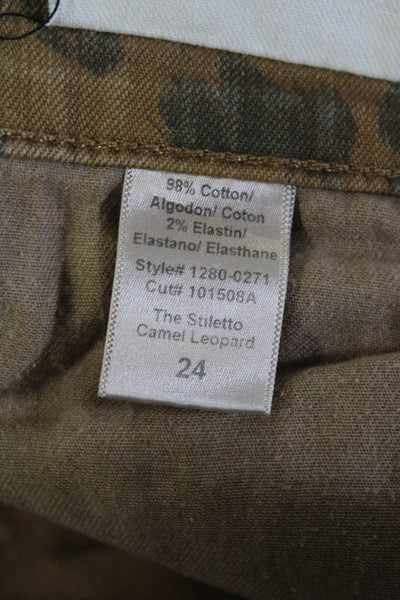 Current/Elliott Womens Cotton Leopard Print Skinny Leg Jeans Brown Black Size 24